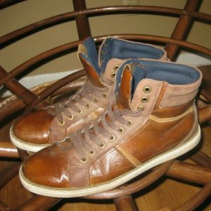 Leather high top shoes